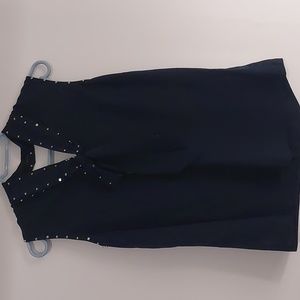 Navy Blue Blouse with a Neck Tie